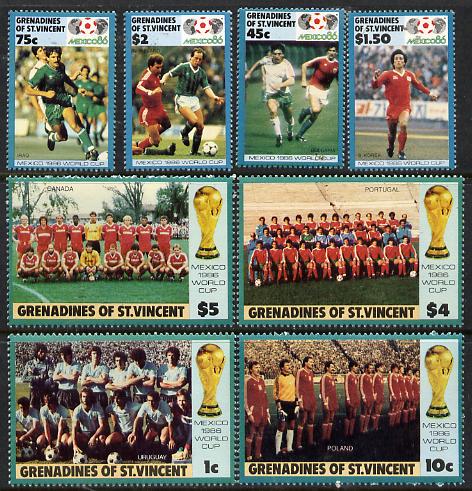 St Vincent - Grenadines 1986 World Cup Football set of 8 unmounted mint, SG 468-75, stamps on , stamps on  stamps on football  sport