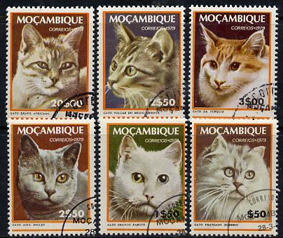 Mozambique 1979 Domestic Cats set of 6 cto used, SG 740-45*, stamps on , stamps on  stamps on animals    cats