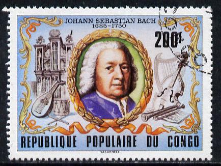 Malagasy Republic 1979 Personalities 200f (Bach) cto used, SG 686*, stamps on personalities    music     composers    harps, stamps on bach