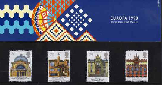 Great Britain 1990 Europa & Glasgow City set of 4 in official presentation pack SG 1493-96, stamps on , stamps on  stamps on architecture    postal    europa, stamps on  stamps on scots, stamps on  stamps on scotland