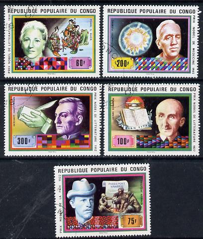 Congo 1978 Nobel Prize Winners set of 5 cto used, SG 610-14*, stamps on , stamps on  stamps on personalities    literature    medical          nobel, stamps on  stamps on scots, stamps on  stamps on scotland