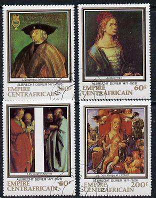 Central African Republic 1978 Death Anniversary of Durer (Paintings) set of 4 cto used, SG 592-95*, stamps on , stamps on  stamps on arts    durer    death, stamps on  stamps on renaissance