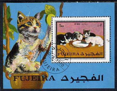 Fujeira 1970 Cats perf m/sheet cto used (Mi BL 34A) , stamps on animals   cats
