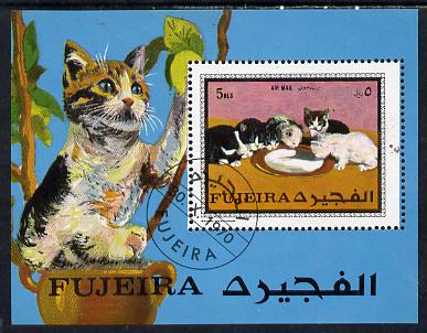 Fujeira 1970 Cats perf m/sheet cto used (Mi BL 34A) , stamps on , stamps on  stamps on animals   cats