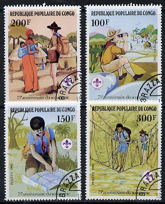 Congo 1982 75th Anniversary of Scouting set of 4 cto used, SG 850-53*, stamps on scouts