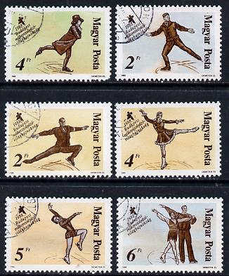 Hungary 1988 World Figure Skating Championships set of 6 cto used (incl Torvill & Dean) SG 3825-30, Mi 3946-51*, stamps on sport, stamps on skating, stamps on police