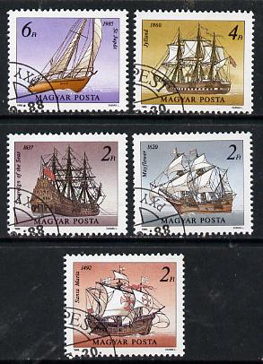 Hungary 1988 Ships set of 5 cto used, SG 3845-49, Mi 3966-70*, stamps on ships, stamps on columbus