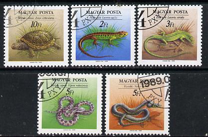 Hungary 1989 Endangered Reptiles set of 5 cto used, SG 3913-17*, stamps on , stamps on  stamps on animals    reptiles