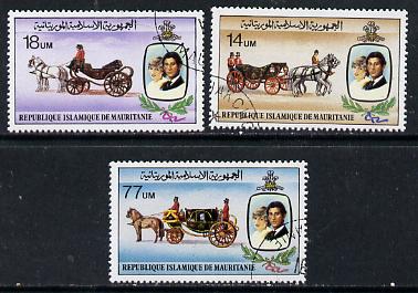 Mauritania 1981 Royal Wedding set of 3 cto used, SG 701-03, Mi 726-28*, stamps on , stamps on  stamps on royalty, stamps on  stamps on diana, stamps on  stamps on charles, stamps on  stamps on 