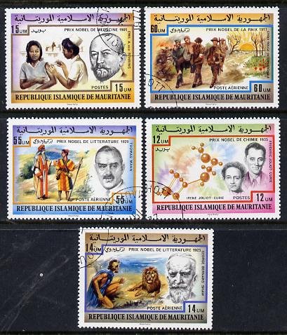 Mauritania 1977 Nobel Prize Winners set of 5 cto used, SG 541-45*, stamps on , stamps on  stamps on science     medical     personalities    literature      nobel       nurses