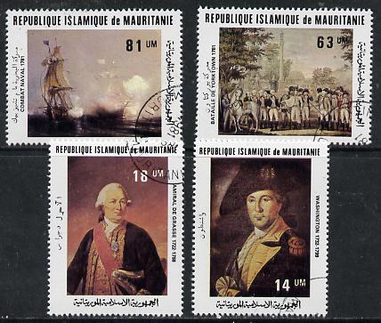 Mauritania 1981 Bicentenary of battles (USA) set of 4 cto used, SG 705-08*, stamps on , stamps on  stamps on battles    americana   personalities    arts