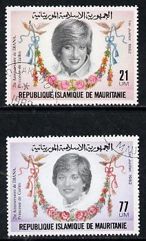 Mauritania 1982 Princess Dis 21st Birthday set of 2 cto used, SG 733-34*, stamps on royalty         diana