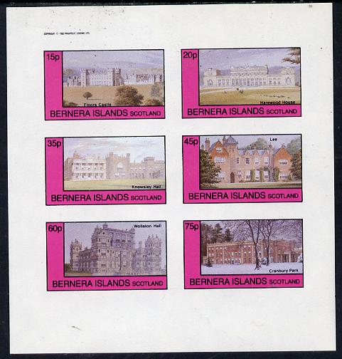 Bernera 1982 Stately Homes #1 imperf set of 6 values (15p to 75p) unmounted mint, stamps on castles, stamps on buildings