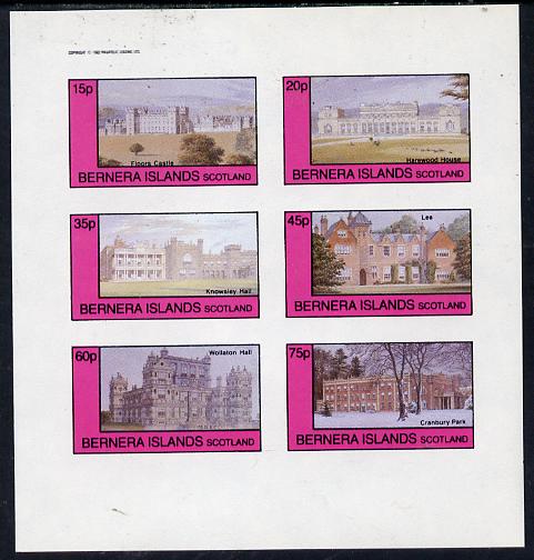 Bernera 1982 Stately Homes #1 imperf set of 6 values (15p to 75p) unmounted mint, stamps on , stamps on  stamps on castles, stamps on buildings