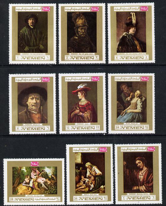 Yemen - Royalist 1969 Paintings by European Artists set of 9 unmounted mint (Mi 717-25A) , stamps on , stamps on  stamps on arts