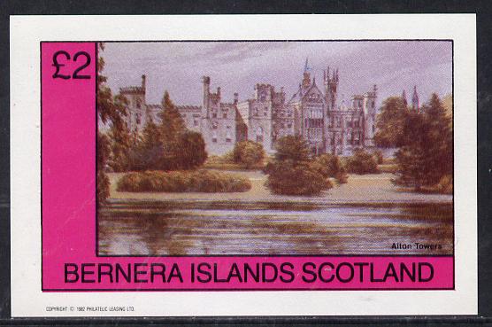 Bernera 1982 Stately Homes #1 imperf deluxe sheet (£2 value) unmounted mint, stamps on castles, stamps on buildings