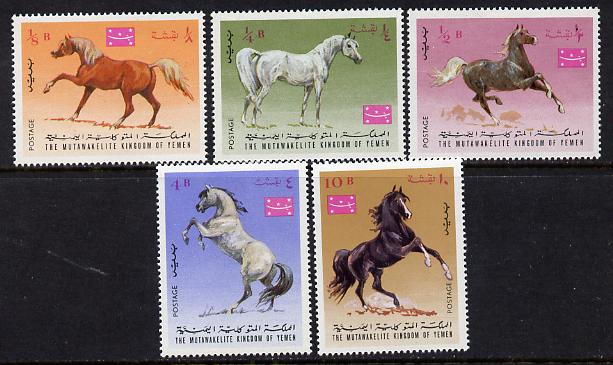 Yemen - Royalist 1967 Horses set of 5 unmounted mint (Mi 429-33A) , stamps on animals  horse