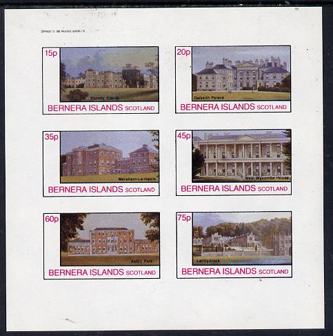 Bernera 1982 Stately Homes #2 imperf set of 6 values (15p to 75p) unmounted mint, stamps on castles, stamps on buildings