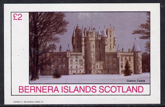Bernera 1982 Castles #1 imperf deluxe sheet (Â£2 value) unmounted mint, stamps on castles