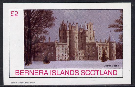 Bernera 1982 Castles #1 imperf deluxe sheet (£2 value) unmounted mint, stamps on castles