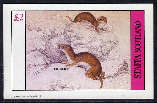 Staffa 1982 Animals (Weasel) imperf deluxe sheet (Â£2 value) unmounted mint, stamps on animals