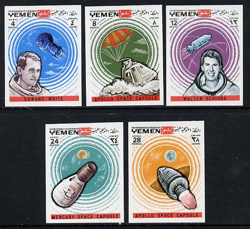 Yemen - Royalist 1969 Apollo 7 imperf set of 5 (Mi 645-49B) unmounted mint, stamps on space