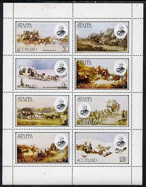 Staffa 1979 Rowland Hill (Mail Coaches) perf  set of 8 values (1p to 40p) unmounted mint, stamps on , stamps on  stamps on postal    rowland hill     mail coaches