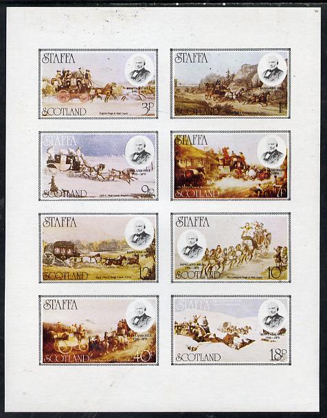 Staffa 1979 Rowland Hill (Mail Coaches) imperf  set of 8 values (1p to 40p) unmounted mint , stamps on postal    rowland hill     mail coaches