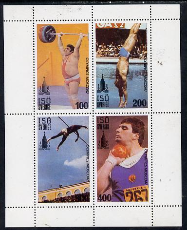 Iso - Sweden 1980 Olympic Games perf  set of 4 values (100 to 400) unmounted mint, stamps on , stamps on  stamps on weightlifting    diving    pole vault    shot    olympics, stamps on  stamps on  iso , stamps on  stamps on 