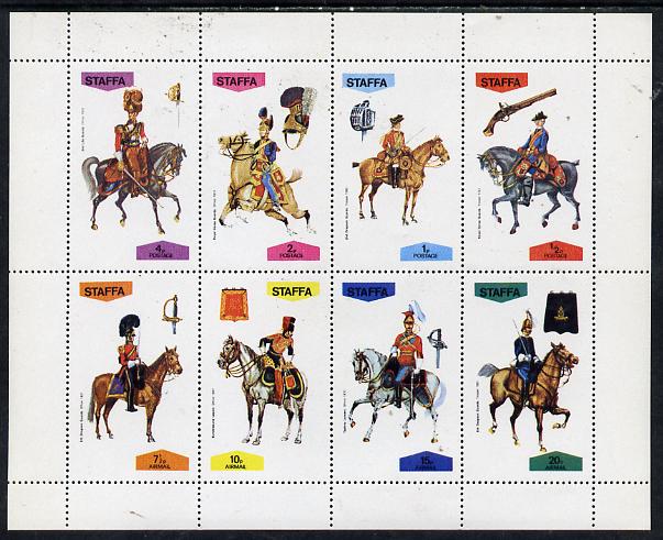 Staffa 1974 Military Uniforms (On Horse-back) perf  set of 8 values (0.5p to 20p) unmounted mint , stamps on , stamps on  stamps on militaria, stamps on  stamps on uniforms, stamps on  stamps on horses