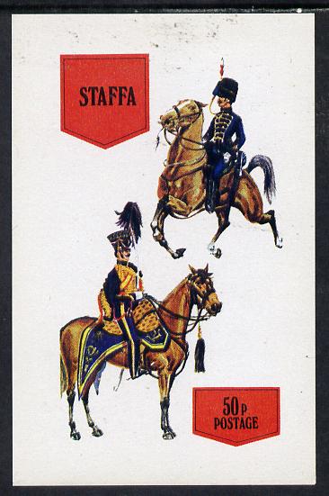 Staffa 1974 Military Uniforms (On Horse-back) imperf souvenir sheet (50p value) unmounted mint, stamps on , stamps on  stamps on militaria, stamps on  stamps on uniforms, stamps on  stamps on horses