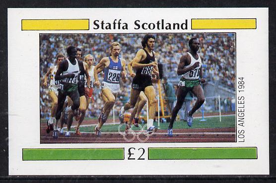Staffa 1984 Los Angeles Olympic Games (Running) imperf deluxe sheet (£2 value) unmounted mint, stamps on running, stamps on olympics
