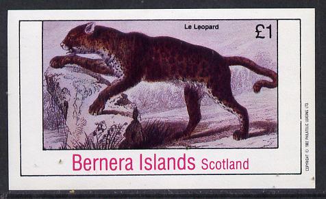 Bernera 1982 Animals (Leopard) imperf souvenir sheet (£1 value) unmounted mint, stamps on animals    cats