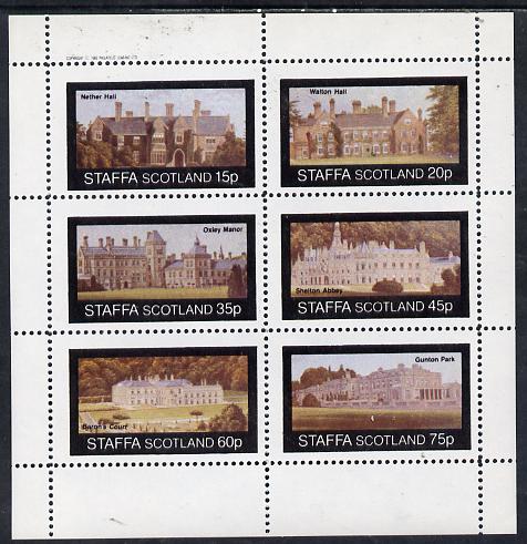 Staffa 1982 Stately Homes #1 perf set of 6 values (15p to 75p) unmounted mint, stamps on , stamps on  stamps on castles, stamps on buildings