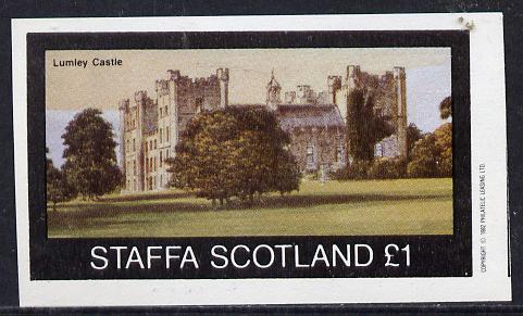 Staffa 1982 Castles imperf souvenir sheet (£1 value) unmounted mint, stamps on castles