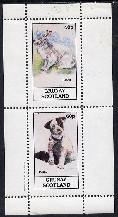 Grunay 1982 Children's Animals (Rabbit & Puppy) perf  set of 2 values (40p & 60p) unmounted mint, stamps on dogs    rabbit