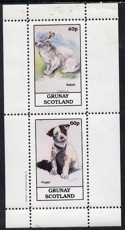 Grunay 1982 Childrens Animals (Rabbit & Puppy) perf  set of 2 values (40p & 60p) unmounted mint, stamps on dogs    rabbit