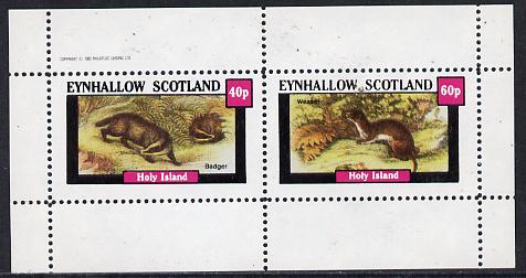 Eynhallow 1982 Animals #05 (Badger & Weasel) perf  set of 2 values (40p & 60p) unmounted mint