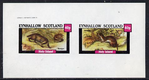 Eynhallow 1982 Animals #05 (Badger & Weasel) imperf  set of 2 values (40p & 60p) unmounted mint, stamps on , stamps on  stamps on animals