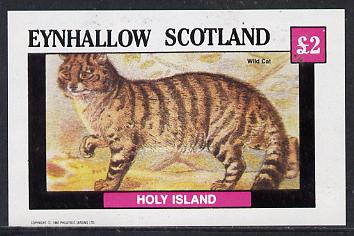 Eynhallow 1982 Animals #05 (Wild Cat) imperf deluxe sheet (£2 value) unmounted mint, stamps on animals  cats