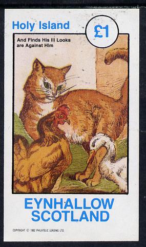 Eynhallow 1982 Pets From fairy Tales (Cat & Chicken) imperf souvenir sheet (Â£1 value) unmounted mint, stamps on , stamps on  stamps on cats      fairy tales     literature