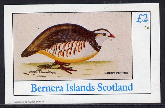 Bernera 1982 Barbary Partridge imperf deluxe sheet (£2 value) unmounted mint, stamps on birds     game