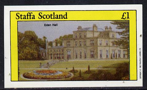 Staffa 1982 Stately Homes #2 imperf souvenir sheet (£1 value) unmounted mint, stamps on castles, stamps on buildings