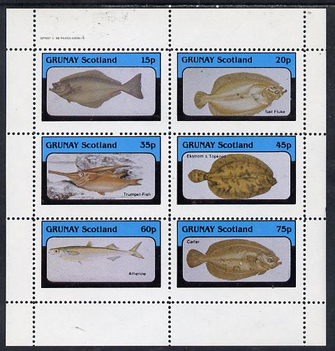 Grunay 1982 Fish perf set of 6 values (15p to 75p) unmounted mint, stamps on , stamps on  stamps on fish     marine-life