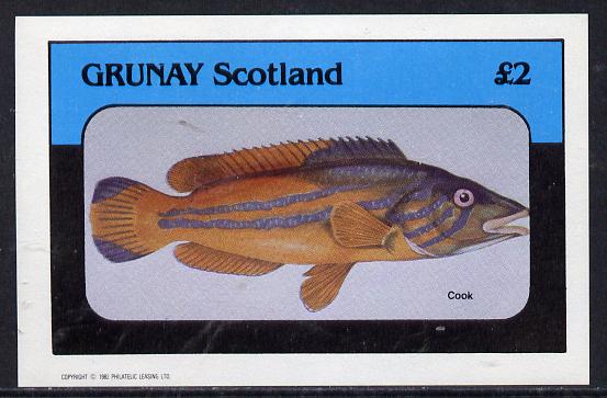 Grunay 1982 Fish imperf deluxe sheet (Â£2 value) unmounted mint, stamps on fish     marine-life