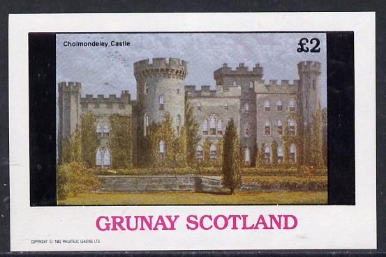 Grunay 1982 Stately Homes (Cholmondeley Castle) imperf deluxe sheet (£2 value) unmounted mint, stamps on castles, stamps on buildings