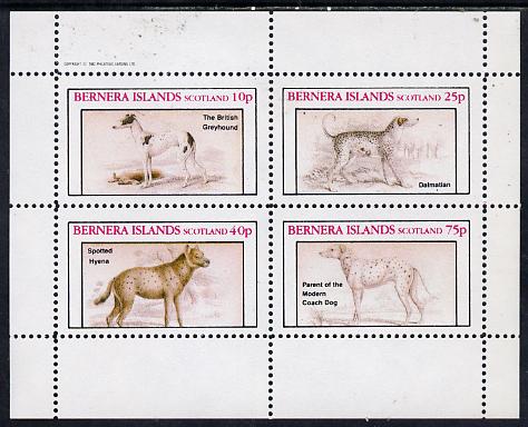 Bernera 1982 Dogs perf  set of 4 values (10p to 75p) unmounted mint, stamps on , stamps on  stamps on animals    dogs     greyhound     dalmation    hyena   