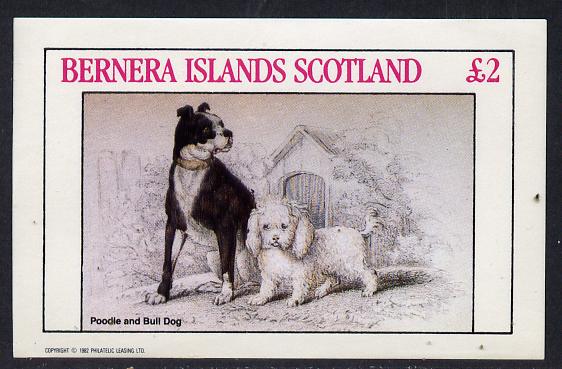 Bernera 1982 Dogs (Poodle & Bull Dog) imperf deluxe sheet (£2 value) unmounted mint, stamps on animals   dogs    poodle    bulldog