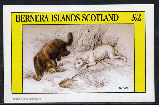 Bernera 1982 Dogs (Terriers) imperf deluxe sheet (£2 value) unmounted mint, stamps on animals    dogs    terrier