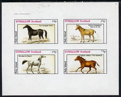 Eynhallow 1982 Horses #2 imperf  set of 4 values (10p to 75p) unmounted mint, stamps on , stamps on  stamps on animals    horses